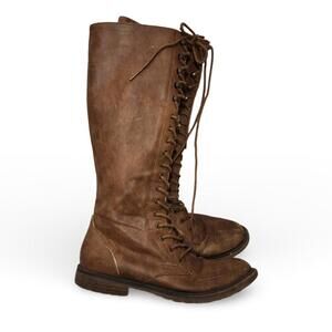 SOLD- Tan/Brown Lace-Up Knee-High Boots, Women's 7